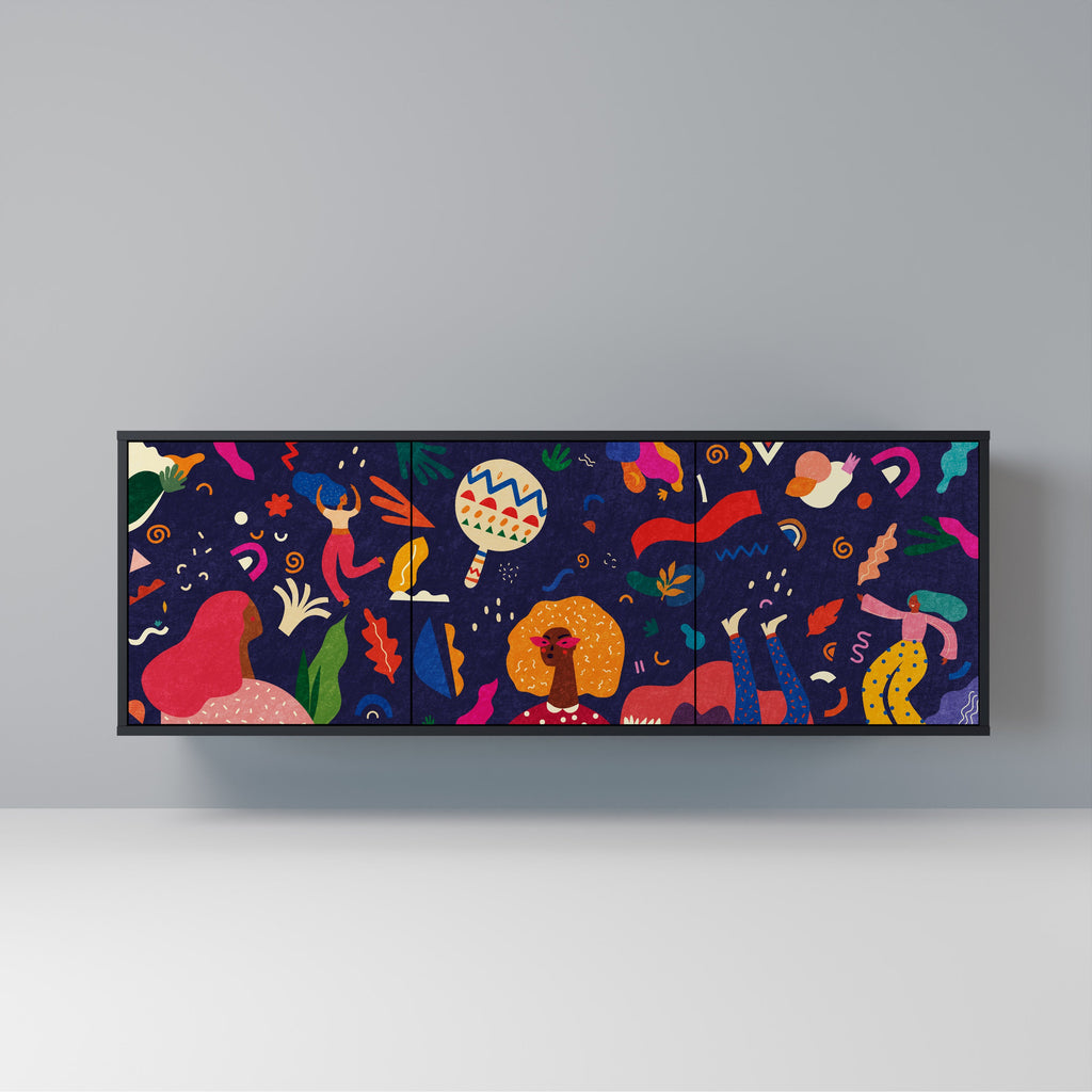 Buffet 3 portes FESTIVE PLEASURES en finition noire