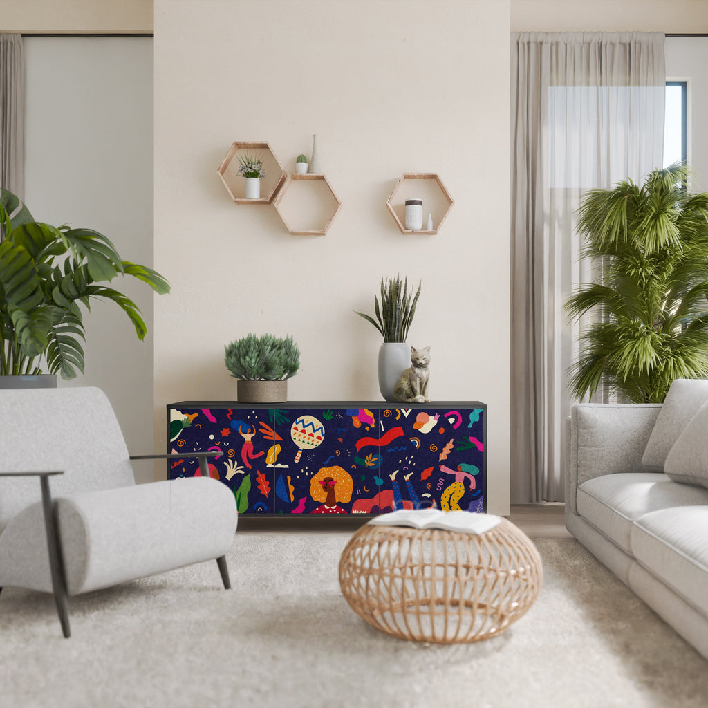 Buffet 3 portes FESTIVE PLEASURES en finition noire