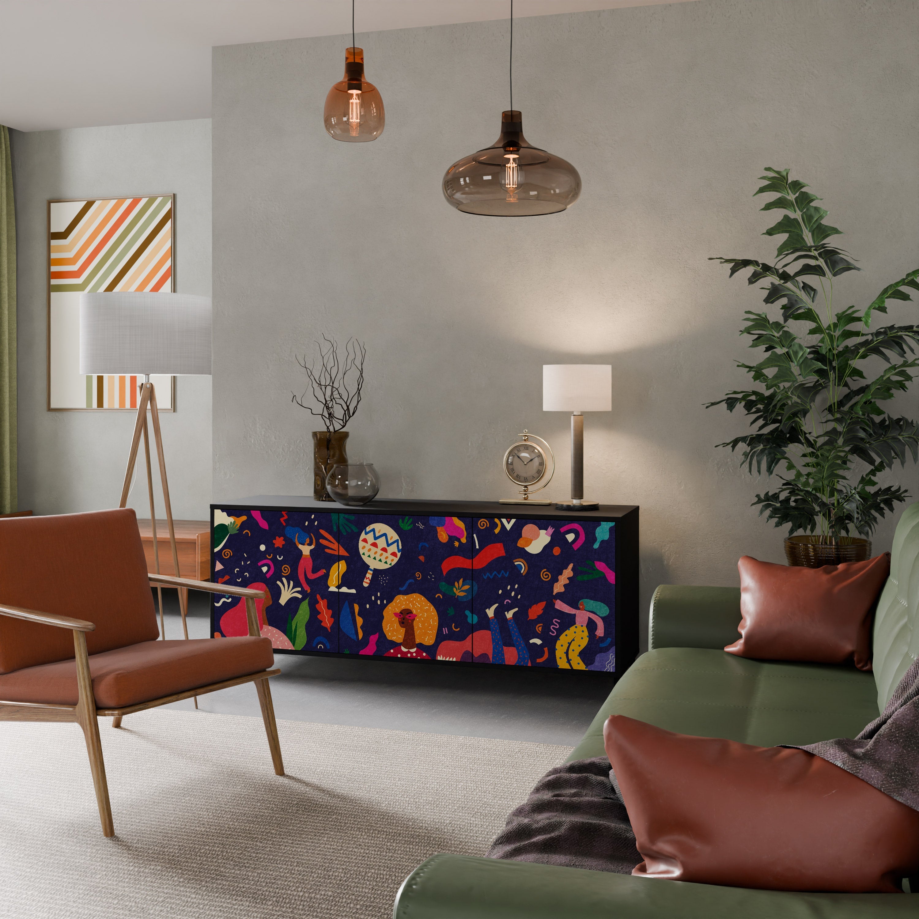 Buffet 3 portes FESTIVE PLEASURES en finition noire