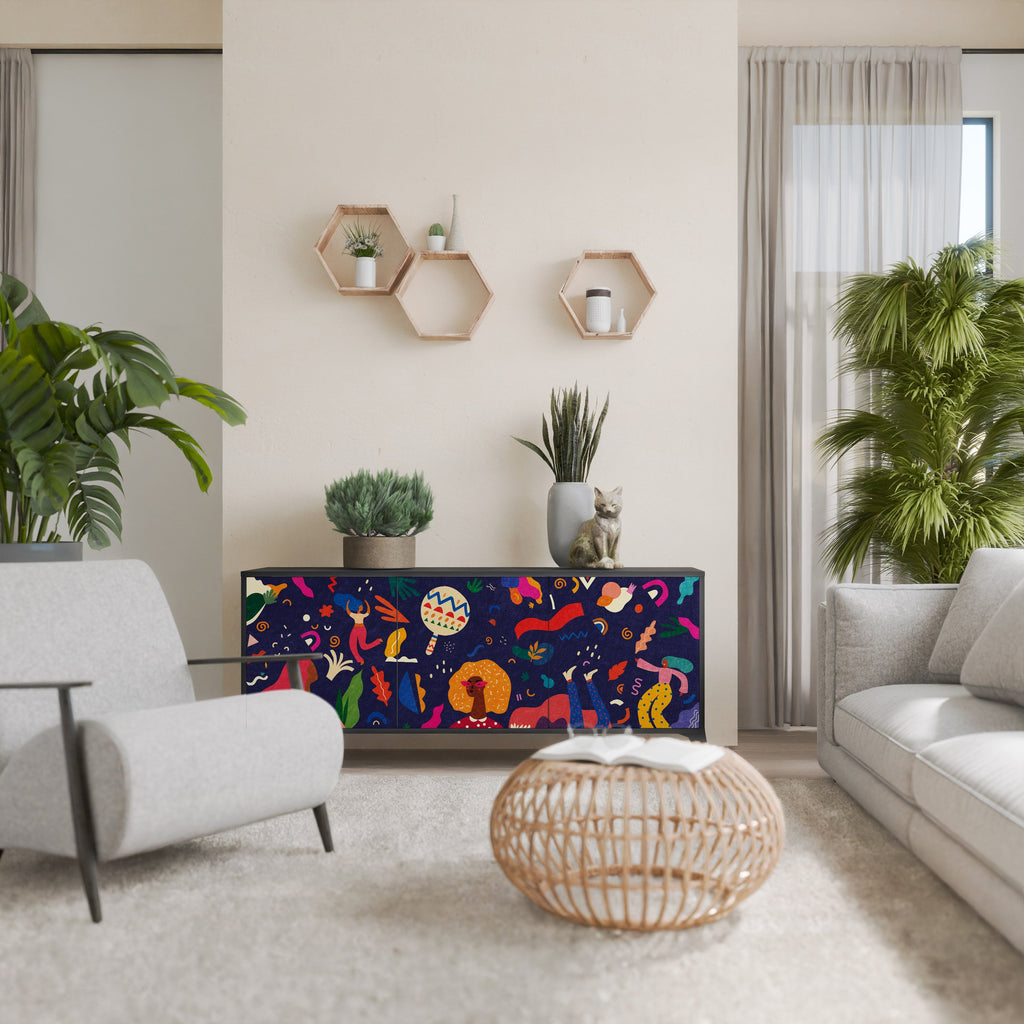 Buffet 3 portes FESTIVE PLEASURES en finition noire