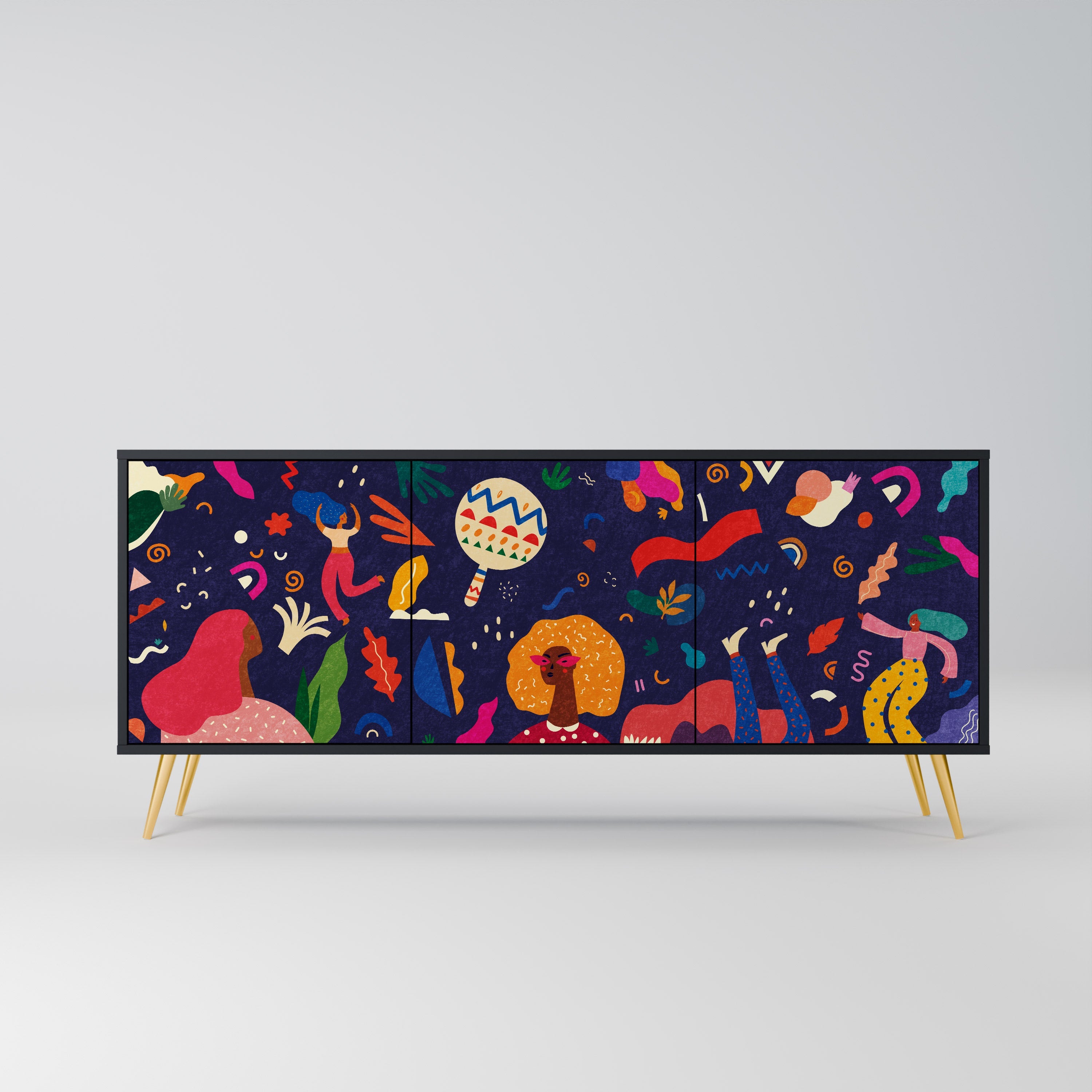 Buffet 3 portes FESTIVE PLEASURES en finition noire