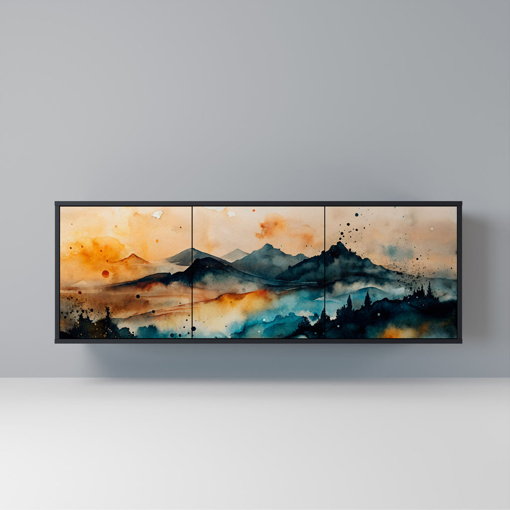 Buffet 3 portes OMINOUS MOUNTAINS en finition noire