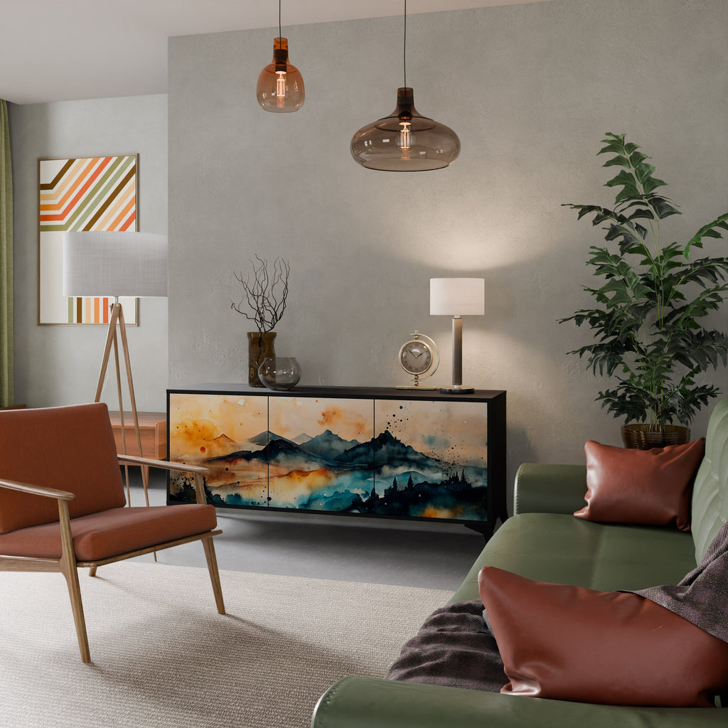 Buffet 3 portes OMINOUS MOUNTAINS en finition noire