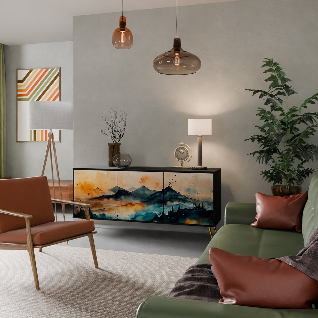 Buffet 3 portes OMINOUS MOUNTAINS en finition noire