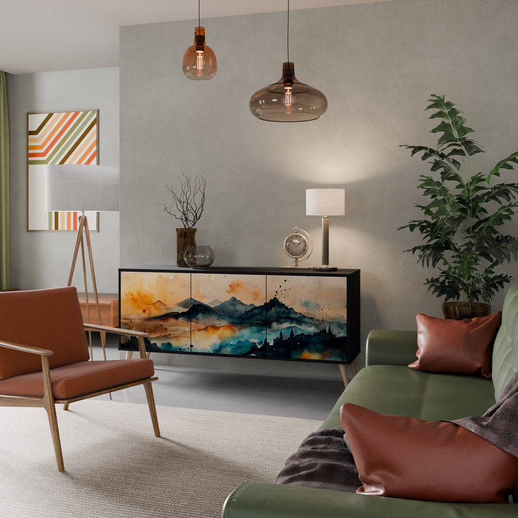 Buffet 3 portes OMINOUS MOUNTAINS en finition noire