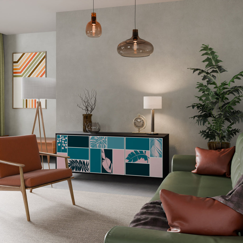 COMBINAISON DE FORMES Buffet 3 portes en finition noire