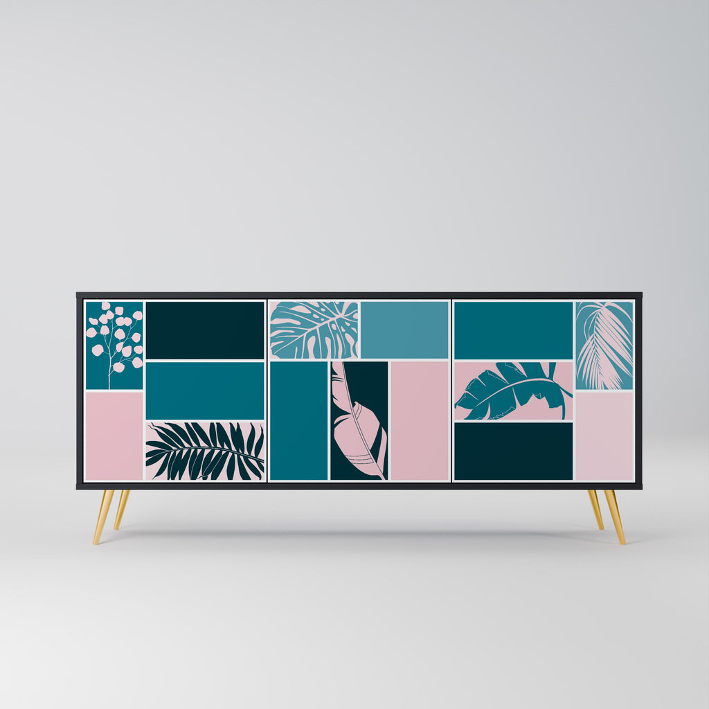 COMBINAISON DE FORMES Buffet 3 portes en finition noire