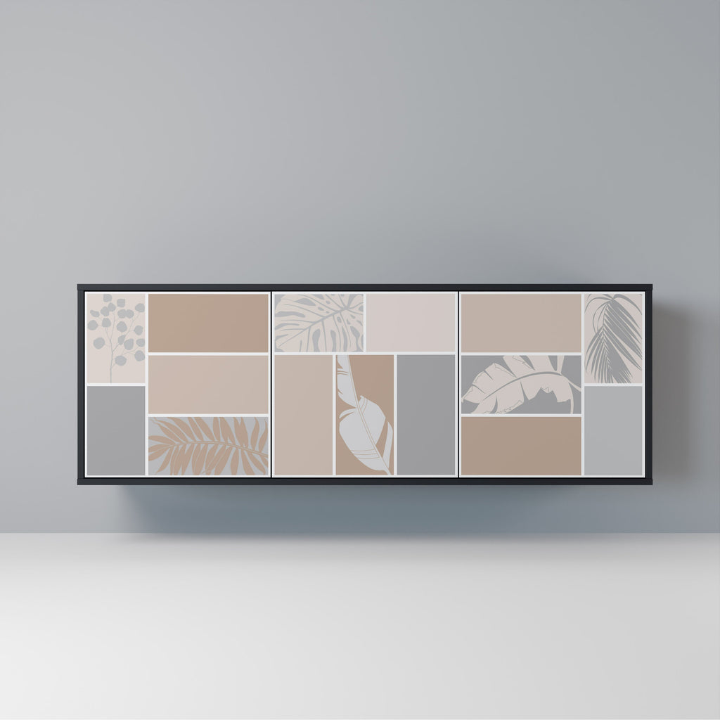 Buffet 3 portes FORMES TROPICALES finition noire