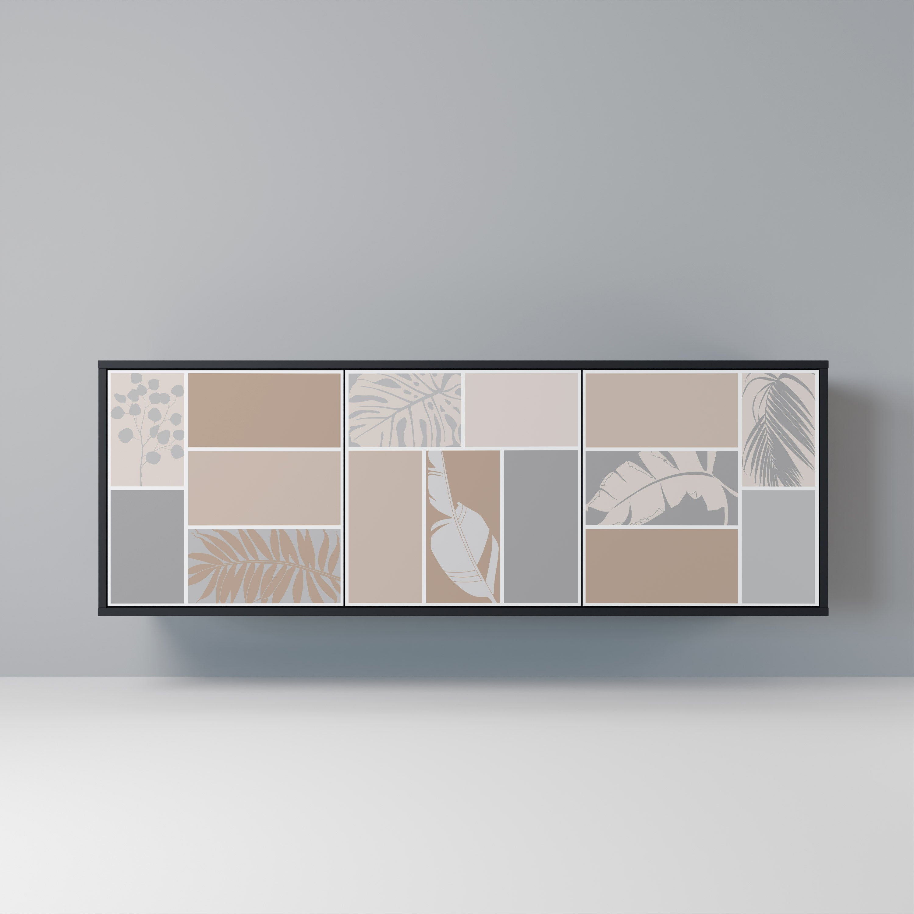 Buffet 3 portes FORMES TROPICALES finition noire