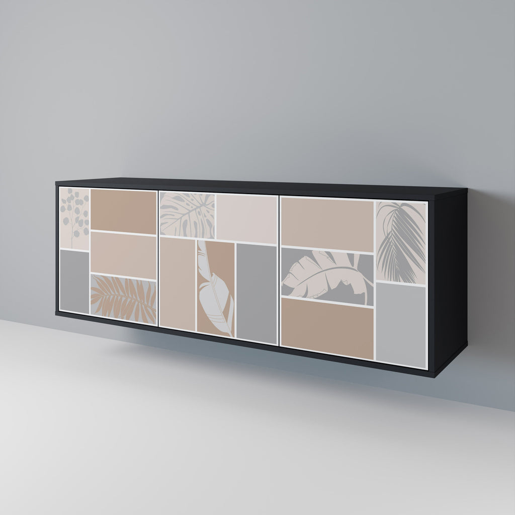 Buffet 3 portes FORMES TROPICALES finition noire