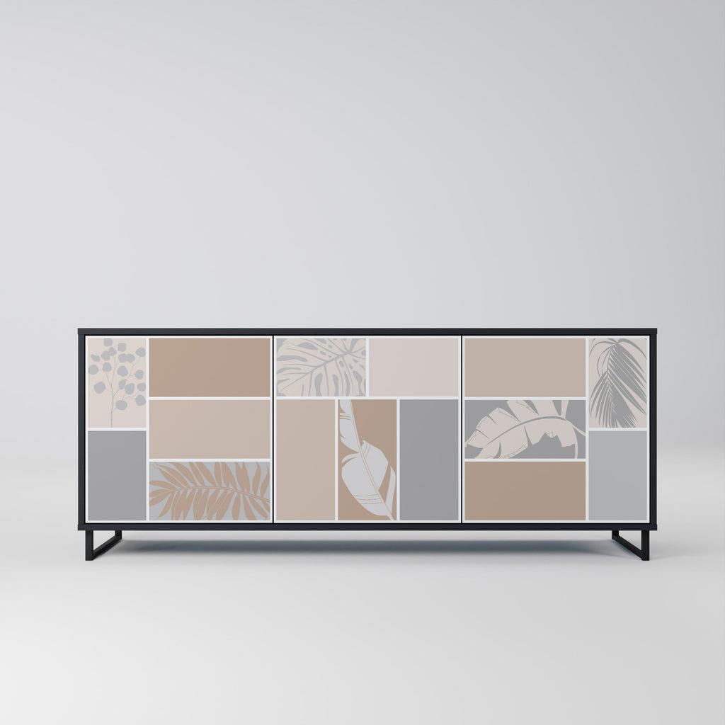 Buffet 3 portes FORMES TROPICALES finition noire
