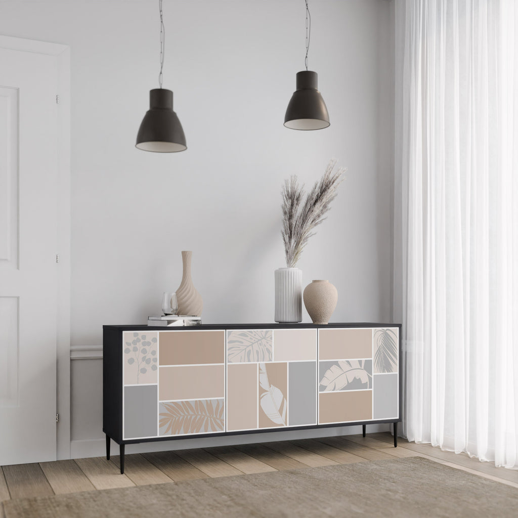 Buffet 3 portes FORMES TROPICALES finition noire