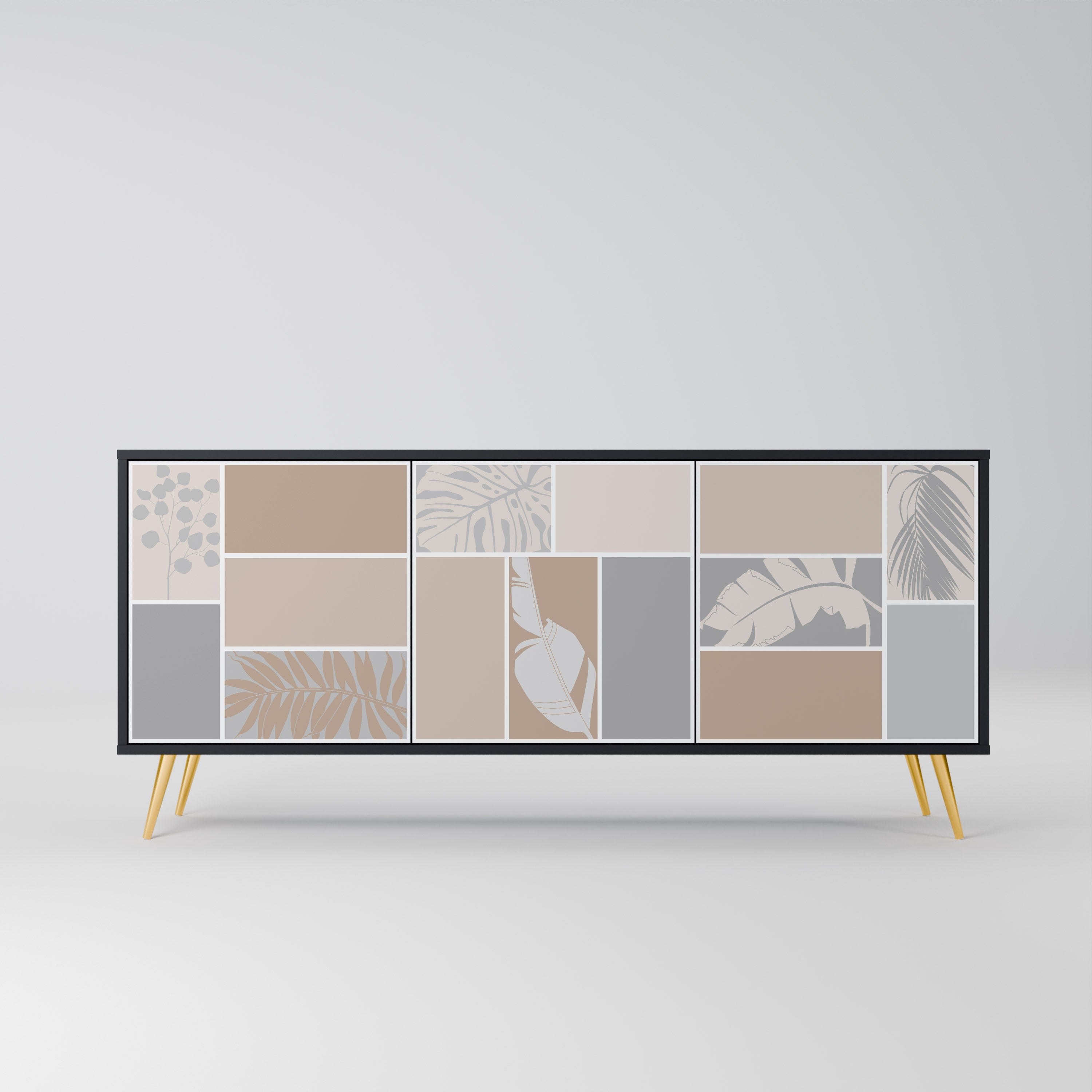 Buffet 3 portes FORMES TROPICALES finition noire