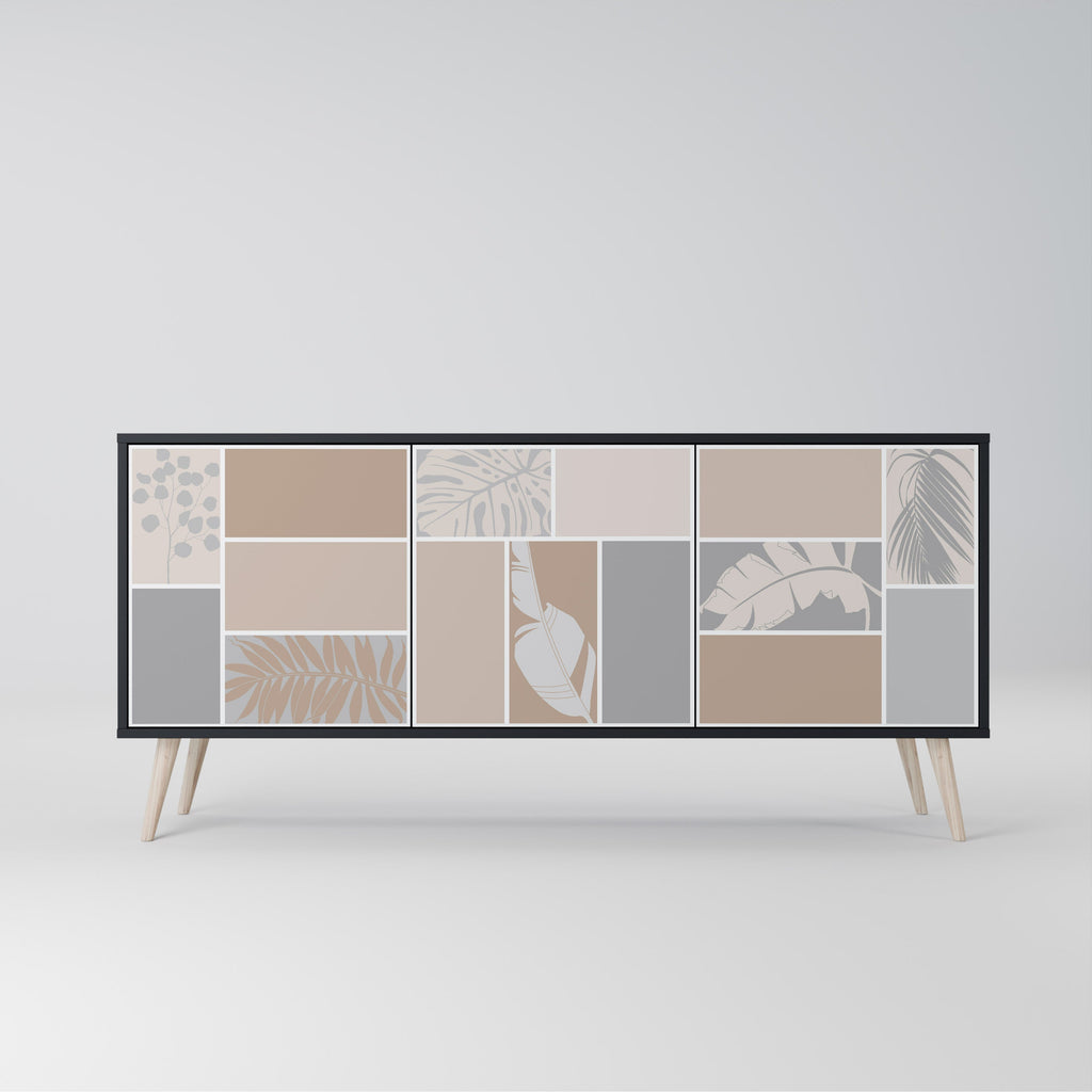 Buffet 3 portes FORMES TROPICALES finition noire