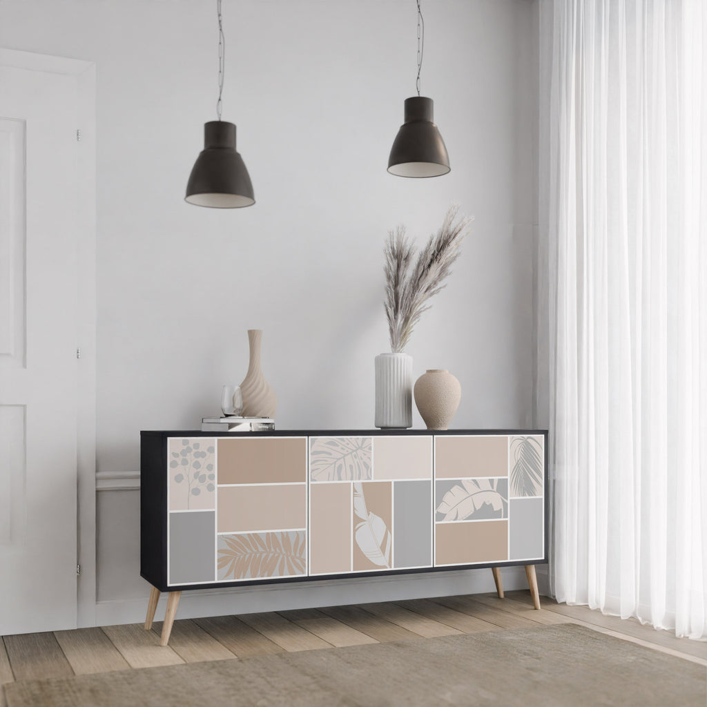 Buffet 3 portes FORMES TROPICALES finition noire