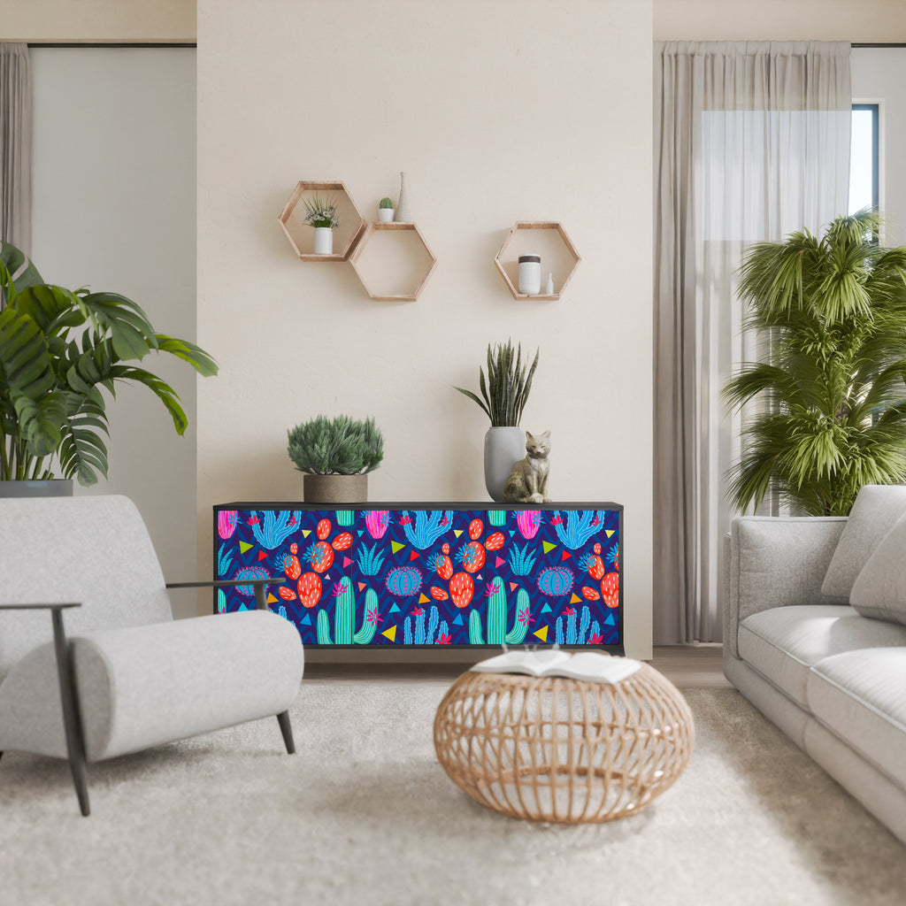 Buffet 3 portes CACTUS VIBES finition noire