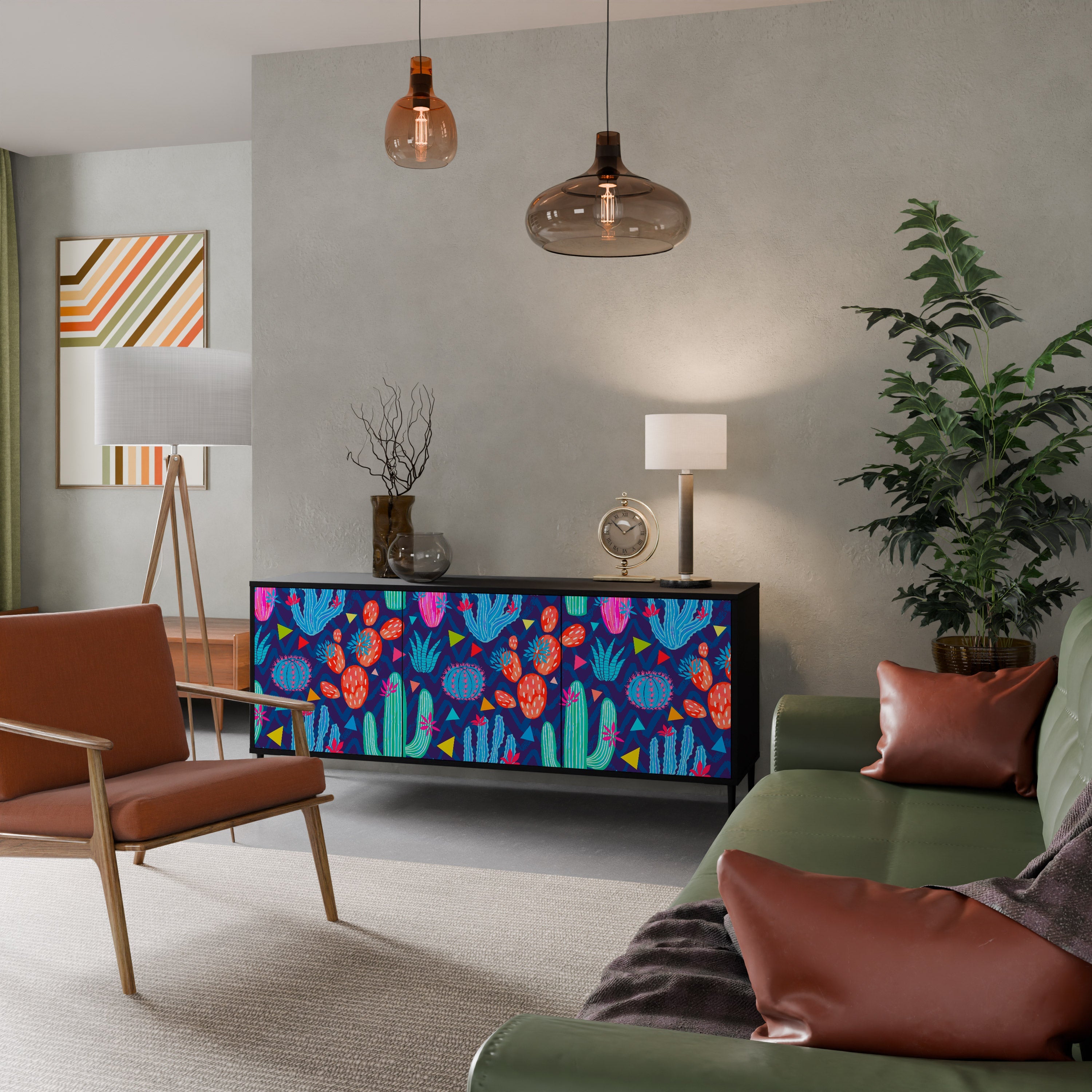 Buffet 3 portes CACTUS VIBES finition noire