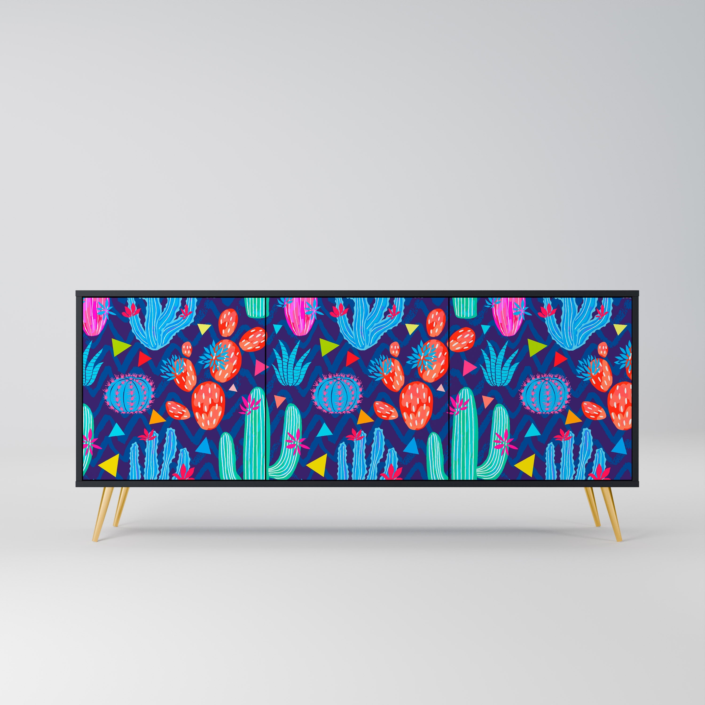 Buffet 3 portes CACTUS VIBES finition noire