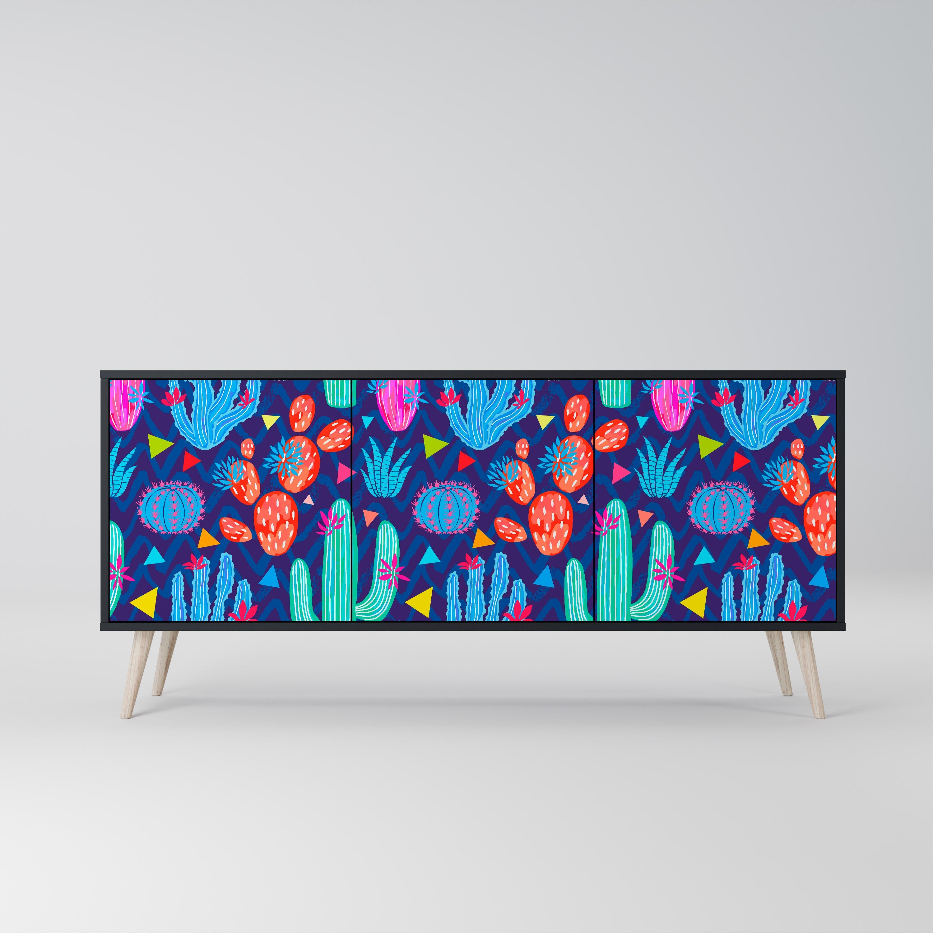 Buffet 3 portes CACTUS VIBES finition noire