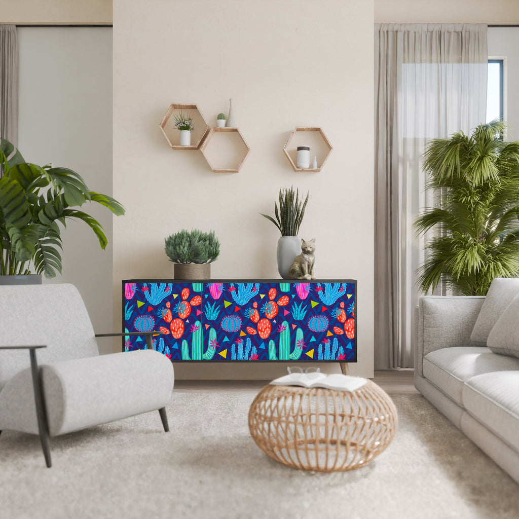 Buffet 3 portes CACTUS VIBES finition noire