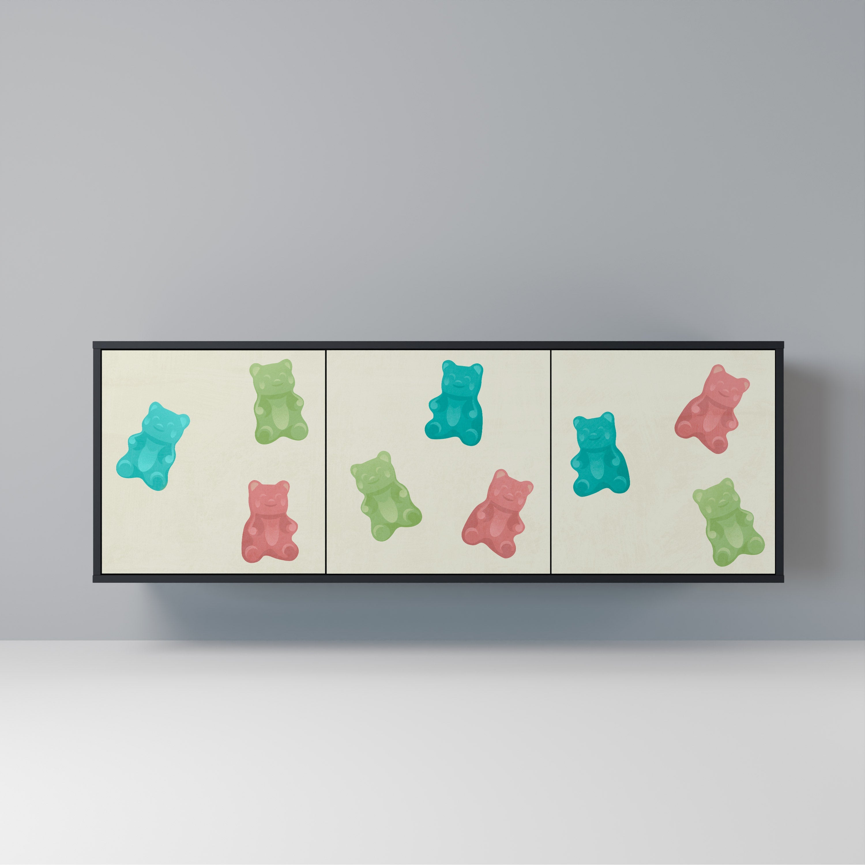 Buffet 3 portes GUMMY BEARS en finition noire