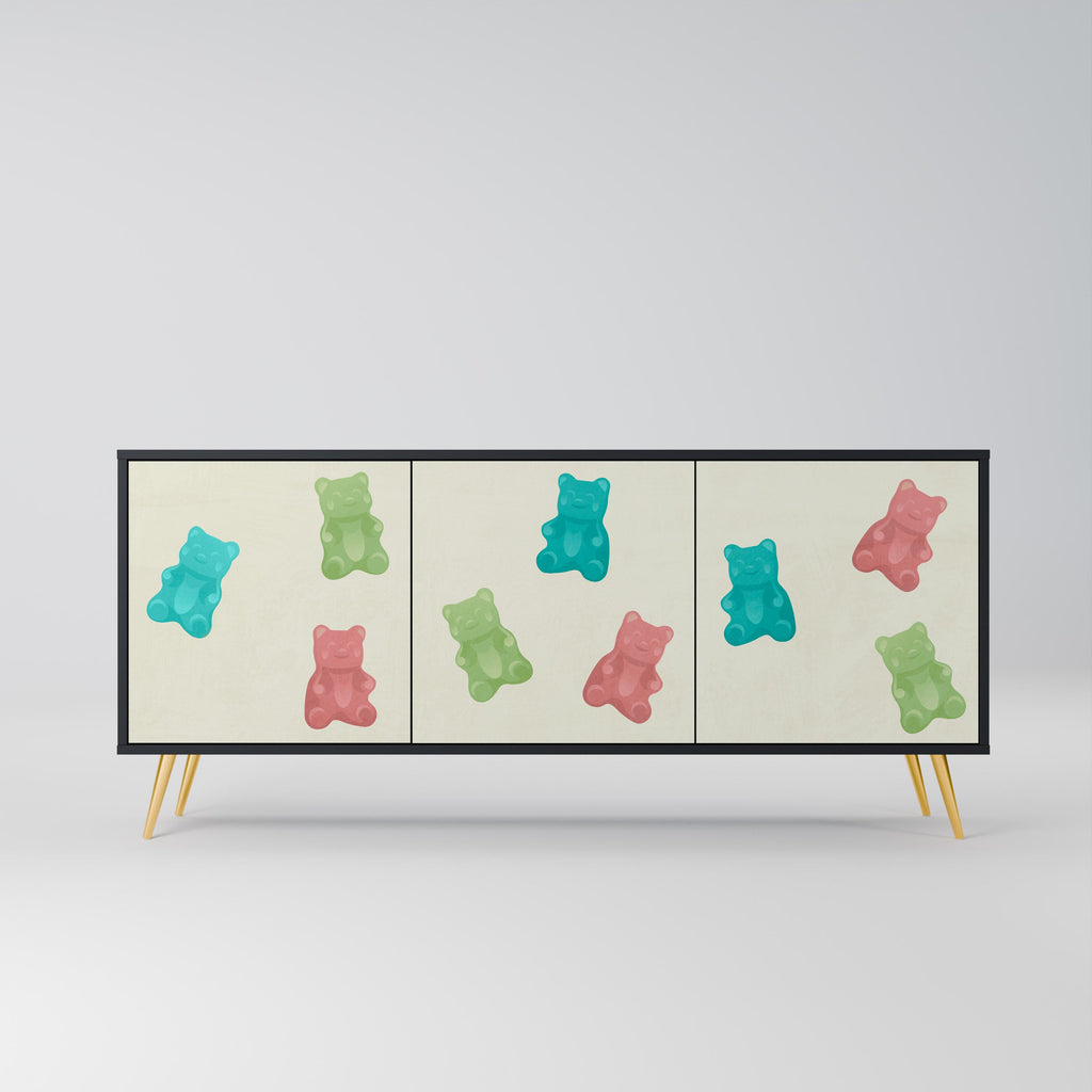 Buffet 3 portes GUMMY BEARS en finition noire