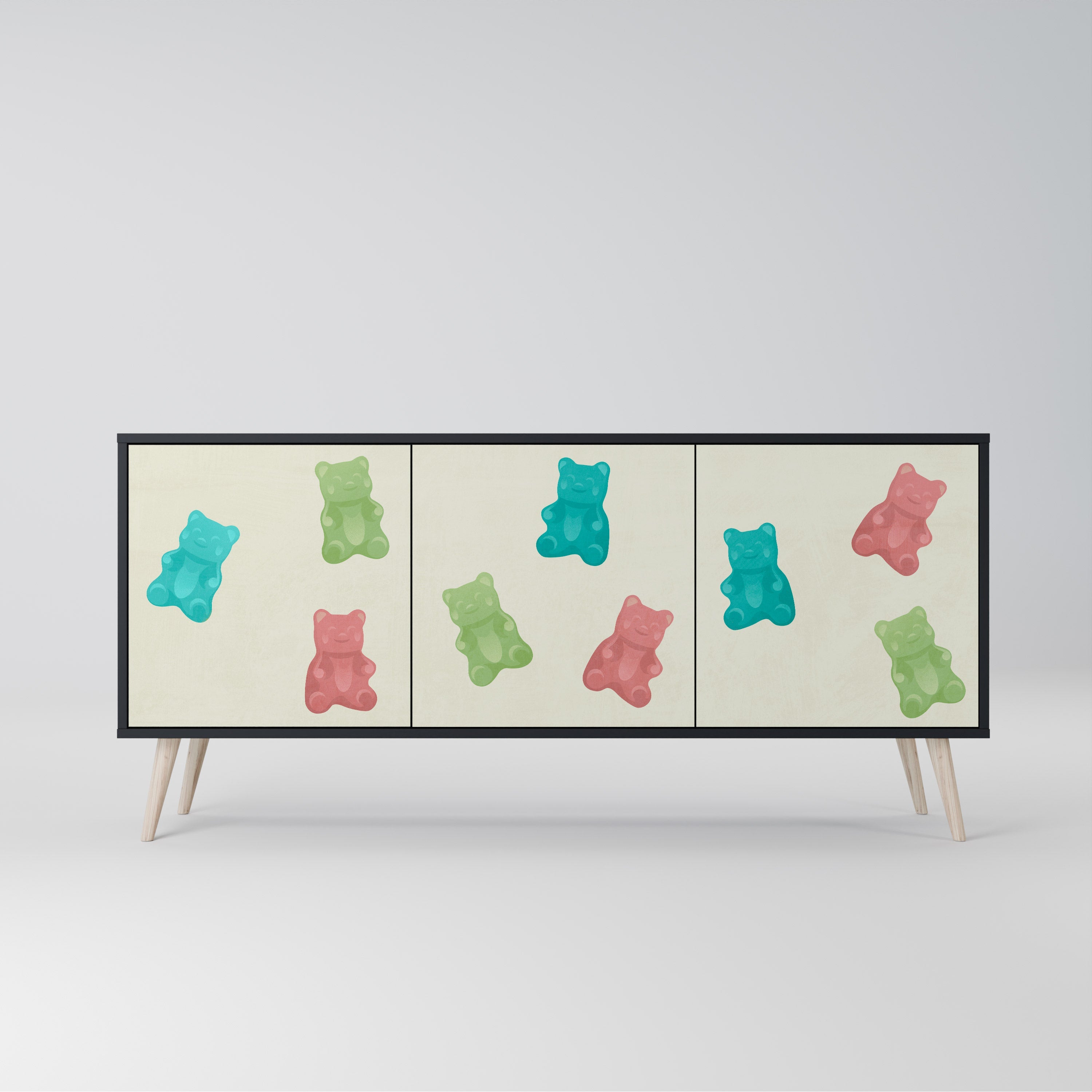 Buffet 3 portes GUMMY BEARS en finition noire