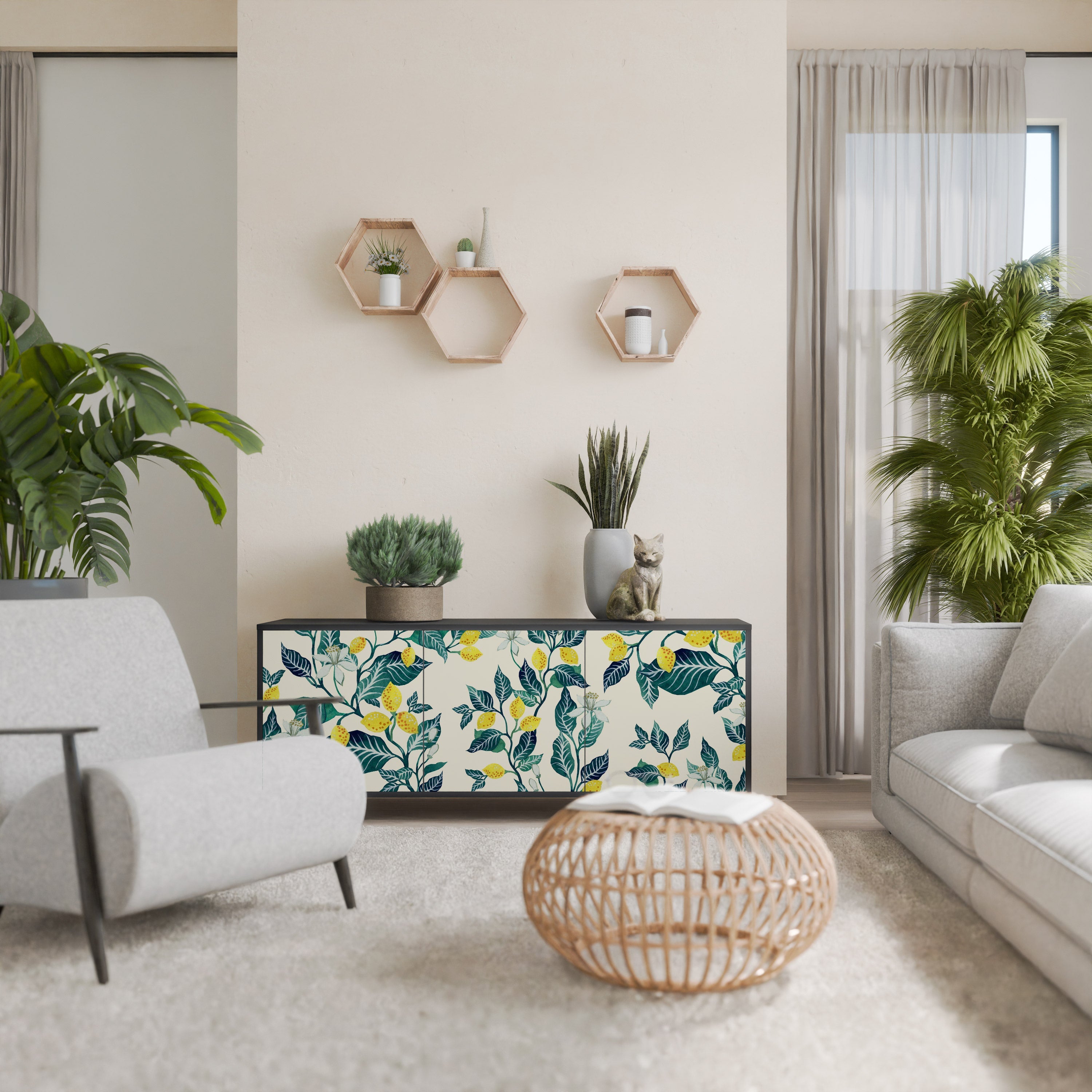 Buffet 3 portes LEMON TREE finition noire