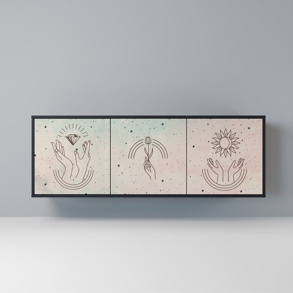 Buffet 3 portes DELICATE BEAUTY en finition noire