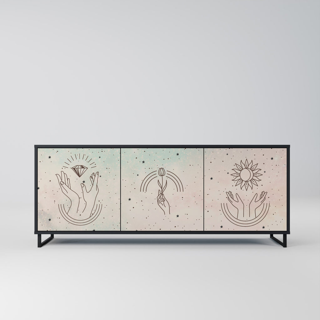 Buffet 3 portes DELICATE BEAUTY en finition noire