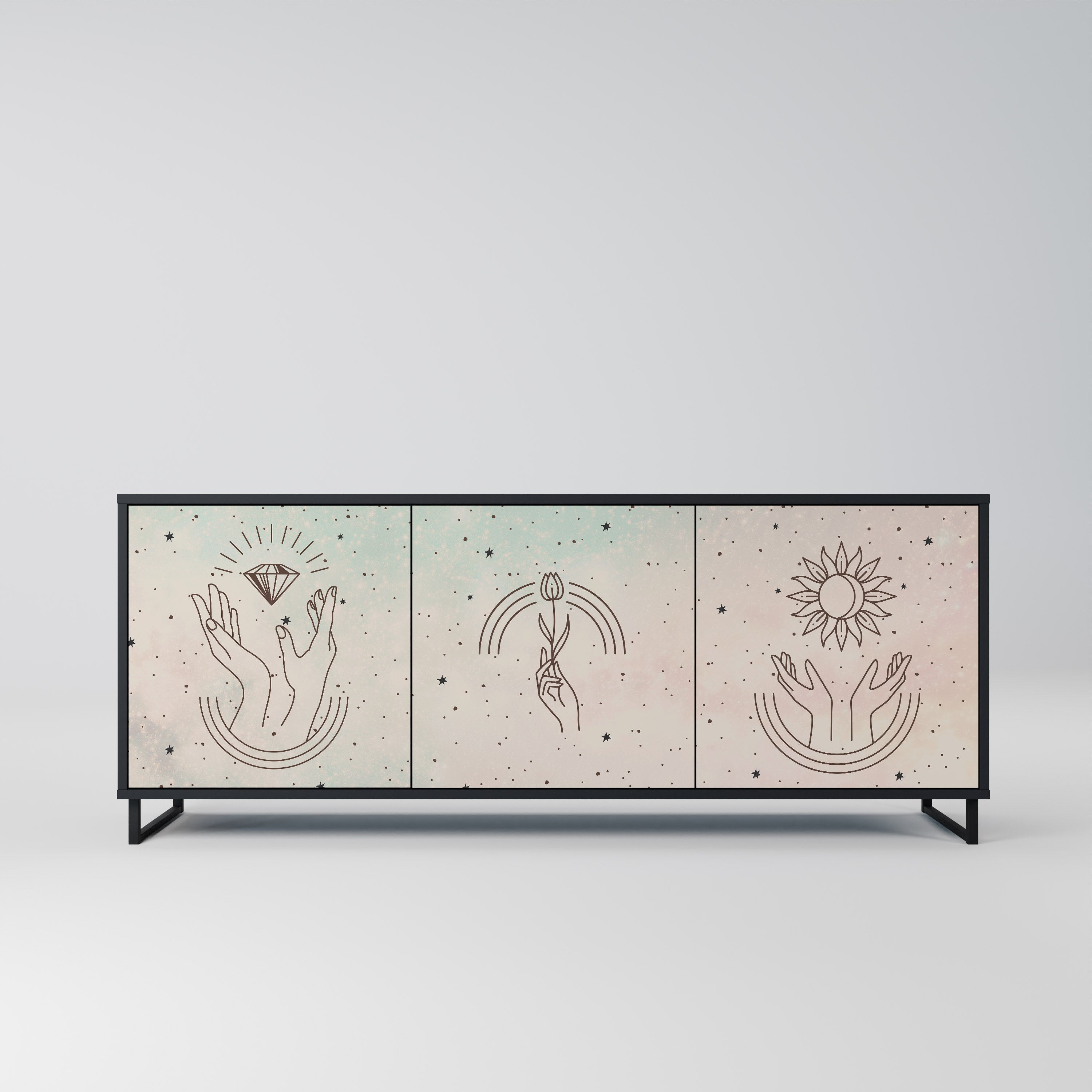 Buffet 3 portes DELICATE BEAUTY en finition noire