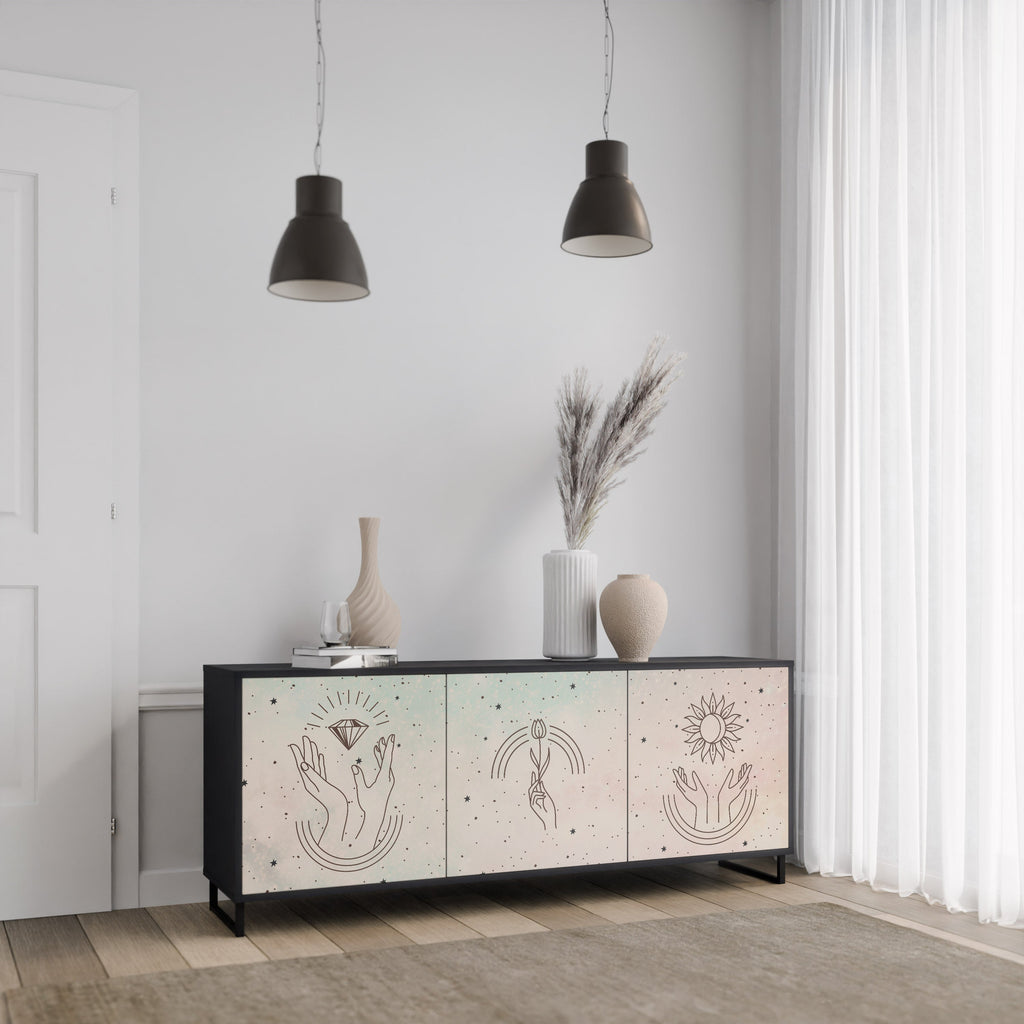 Buffet 3 portes DELICATE BEAUTY en finition noire