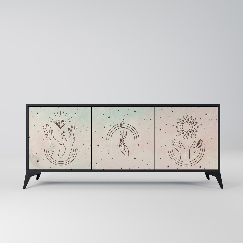 Buffet 3 portes DELICATE BEAUTY en finition noire