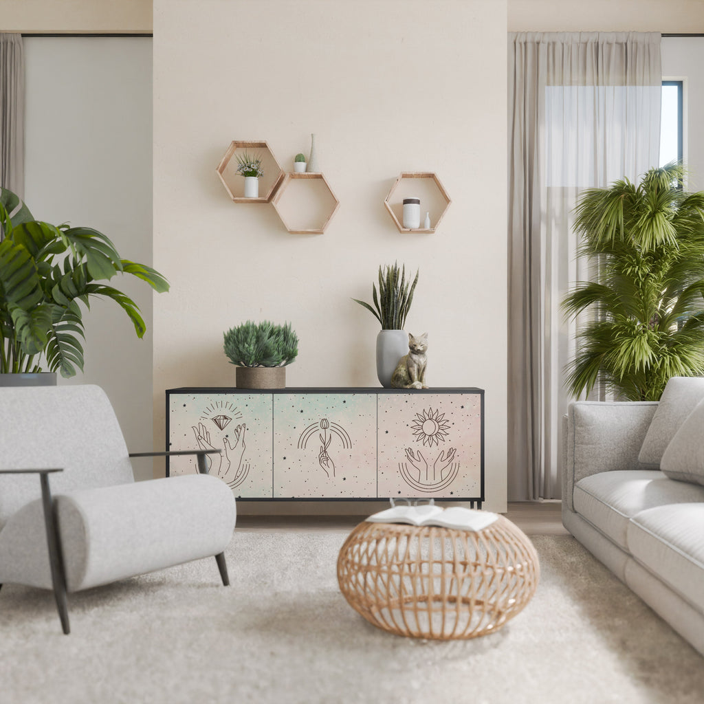 Buffet 3 portes DELICATE BEAUTY en finition noire