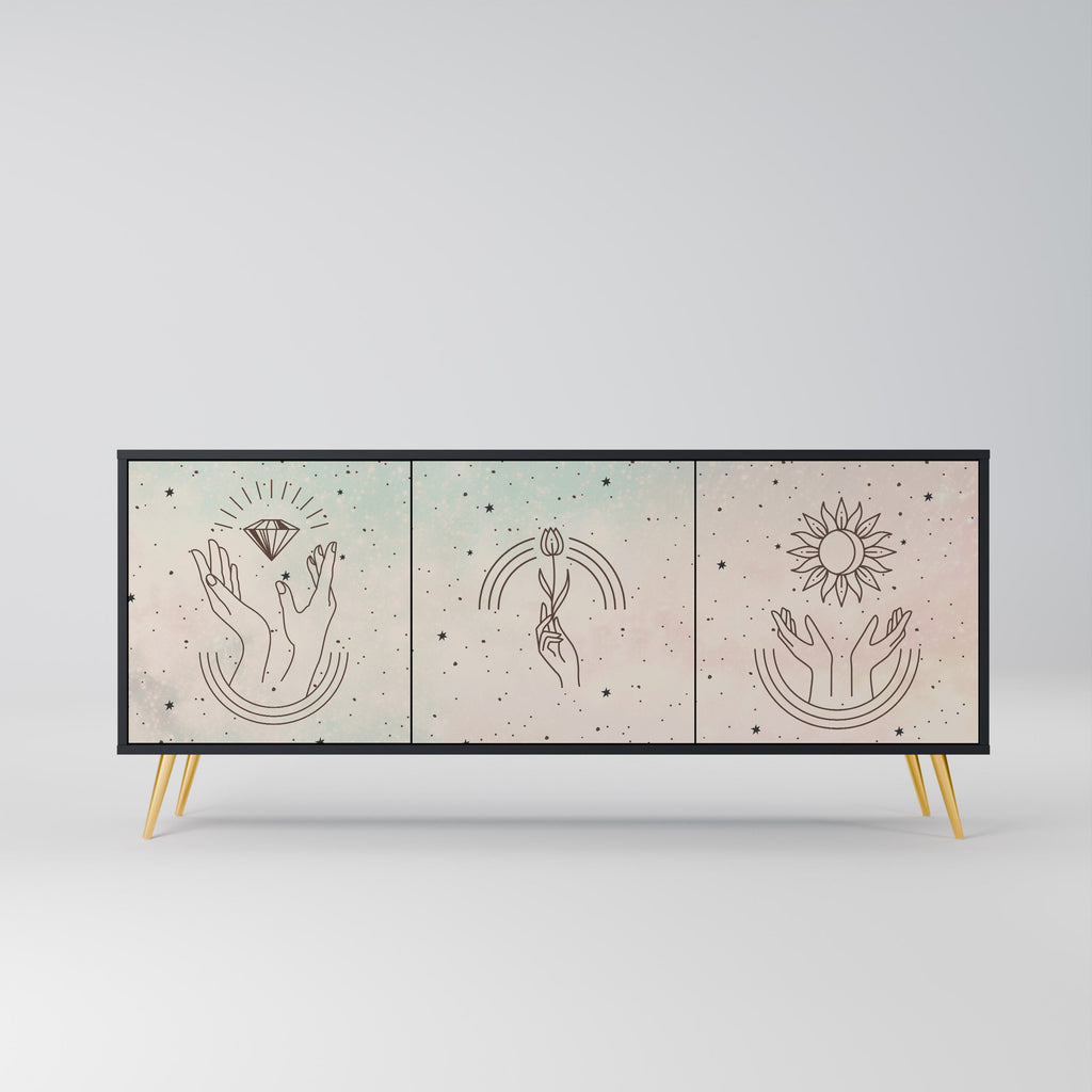 Buffet 3 portes DELICATE BEAUTY en finition noire