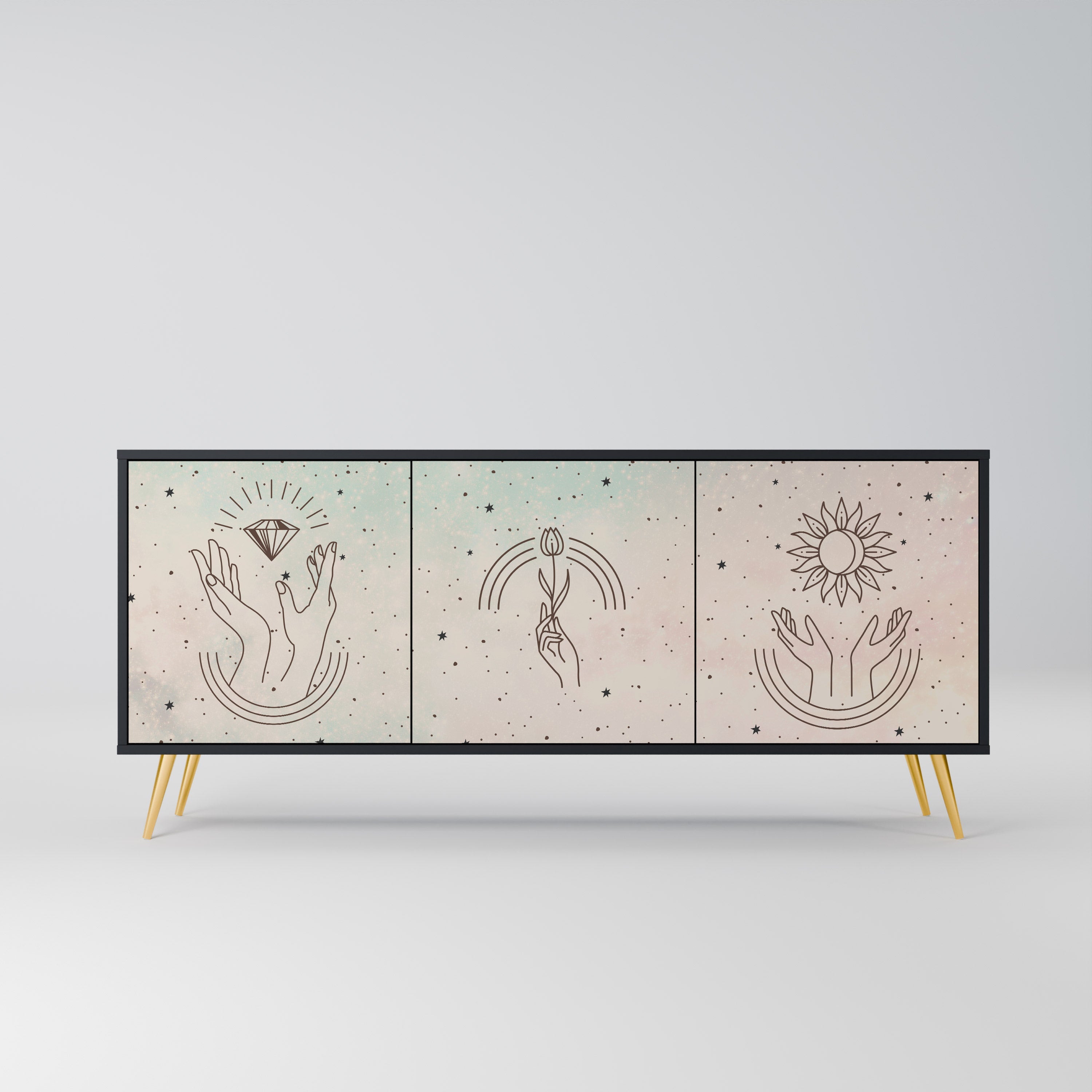 Buffet 3 portes DELICATE BEAUTY en finition noire