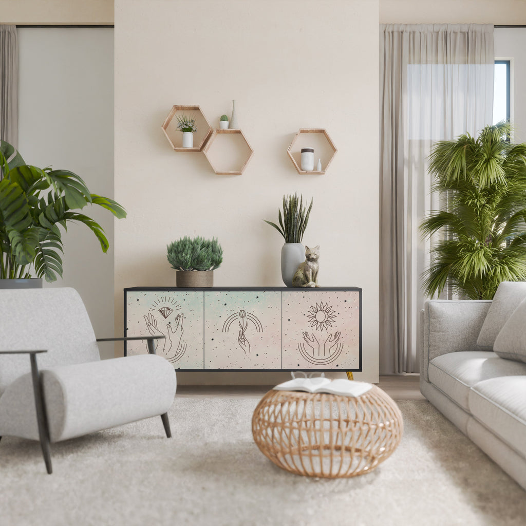 Buffet 3 portes DELICATE BEAUTY en finition noire