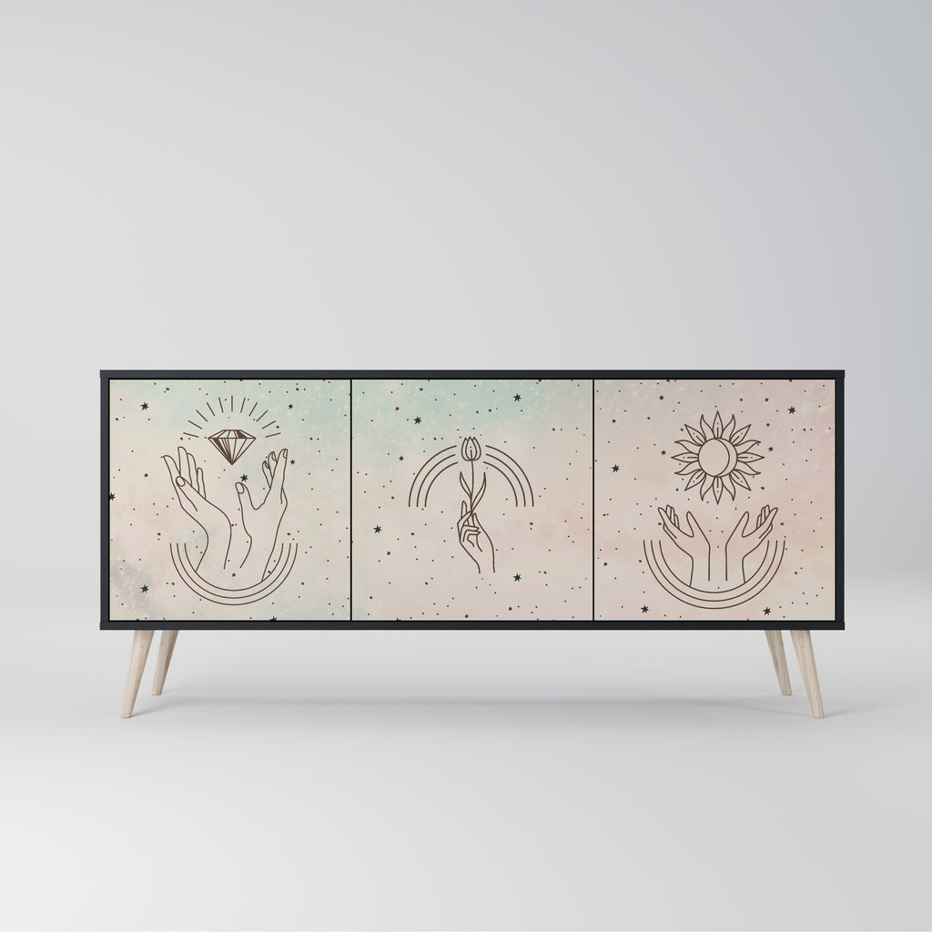 Buffet 3 portes DELICATE BEAUTY en finition noire