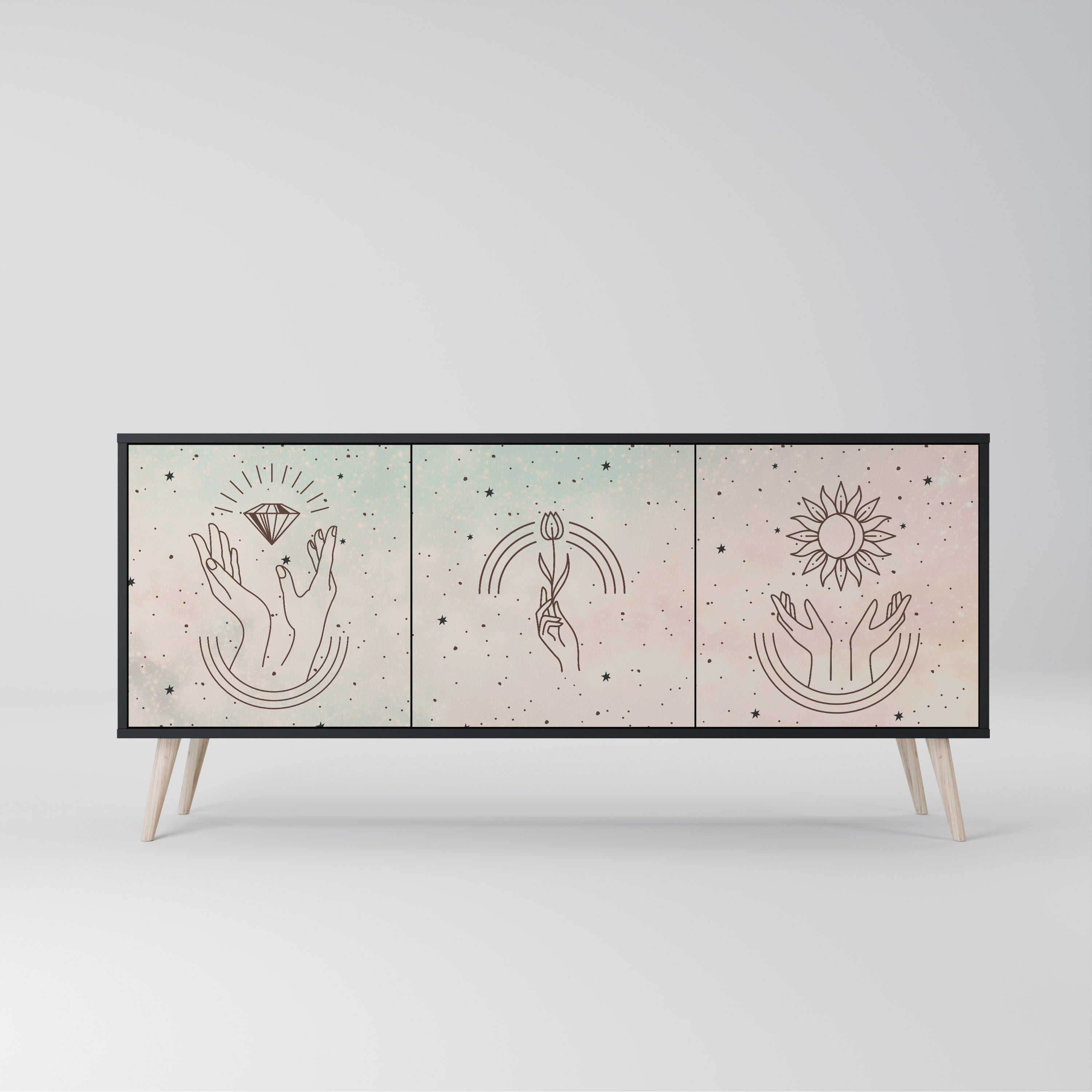 Buffet 3 portes DELICATE BEAUTY en finition noire