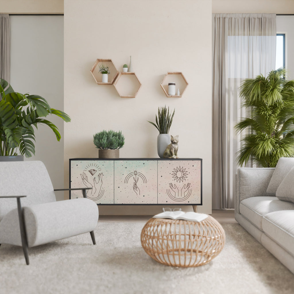 Buffet 3 portes DELICATE BEAUTY en finition noire