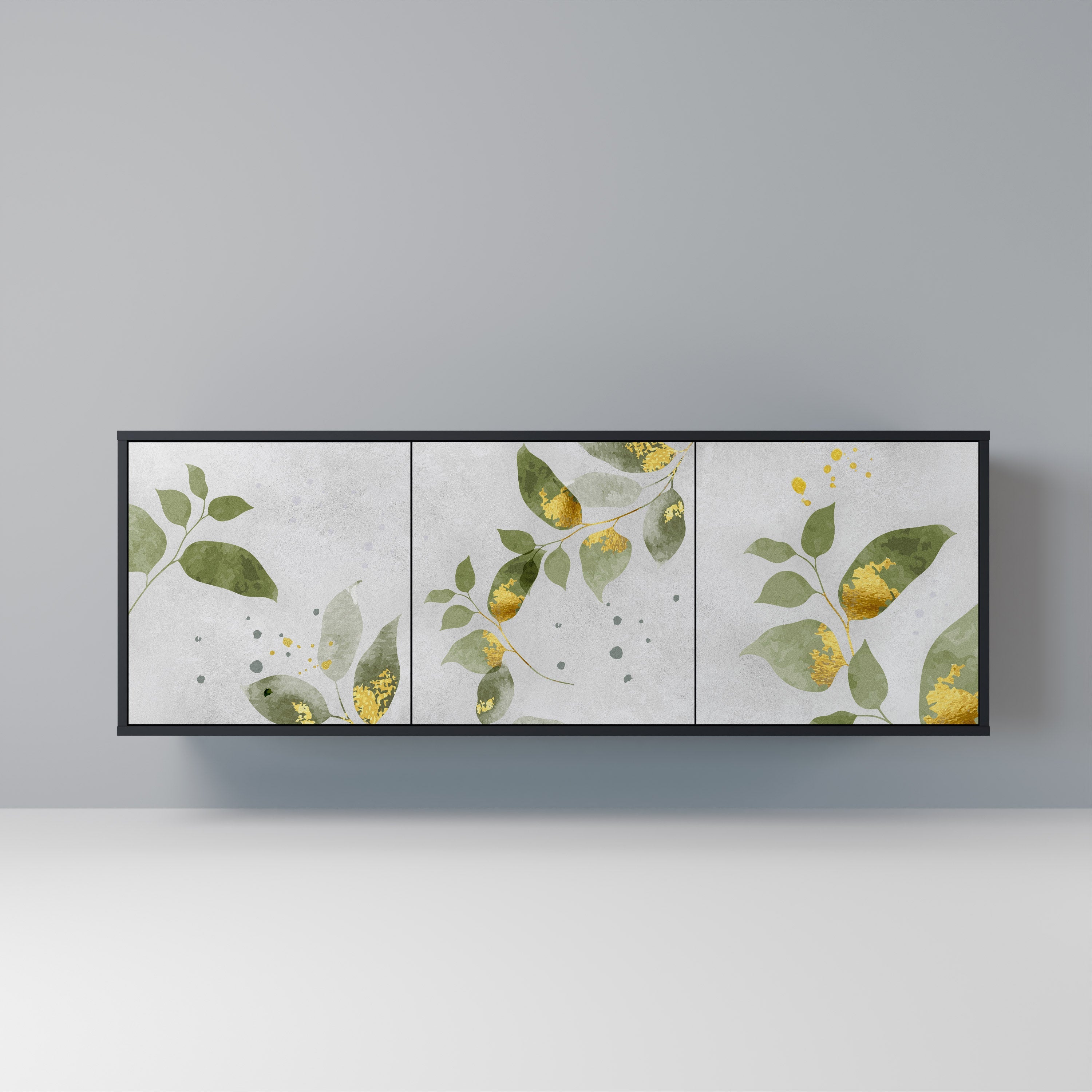 Buffet 3 portes ELEGANT BOTANICS finition noire