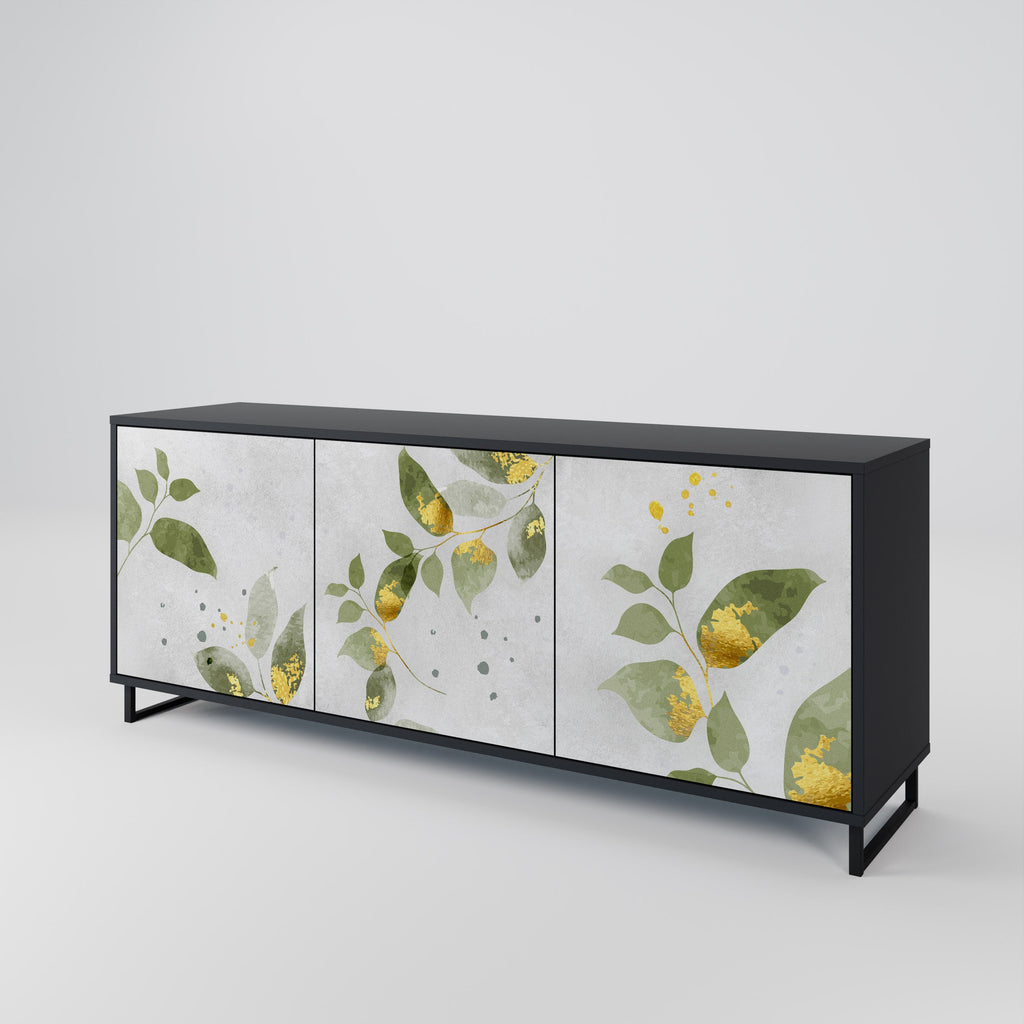 Buffet 3 portes ELEGANT BOTANICS finition noire
