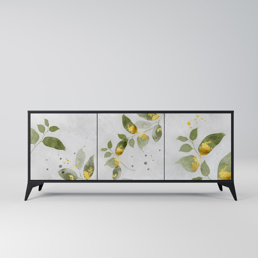 Buffet 3 portes ELEGANT BOTANICS finition noire