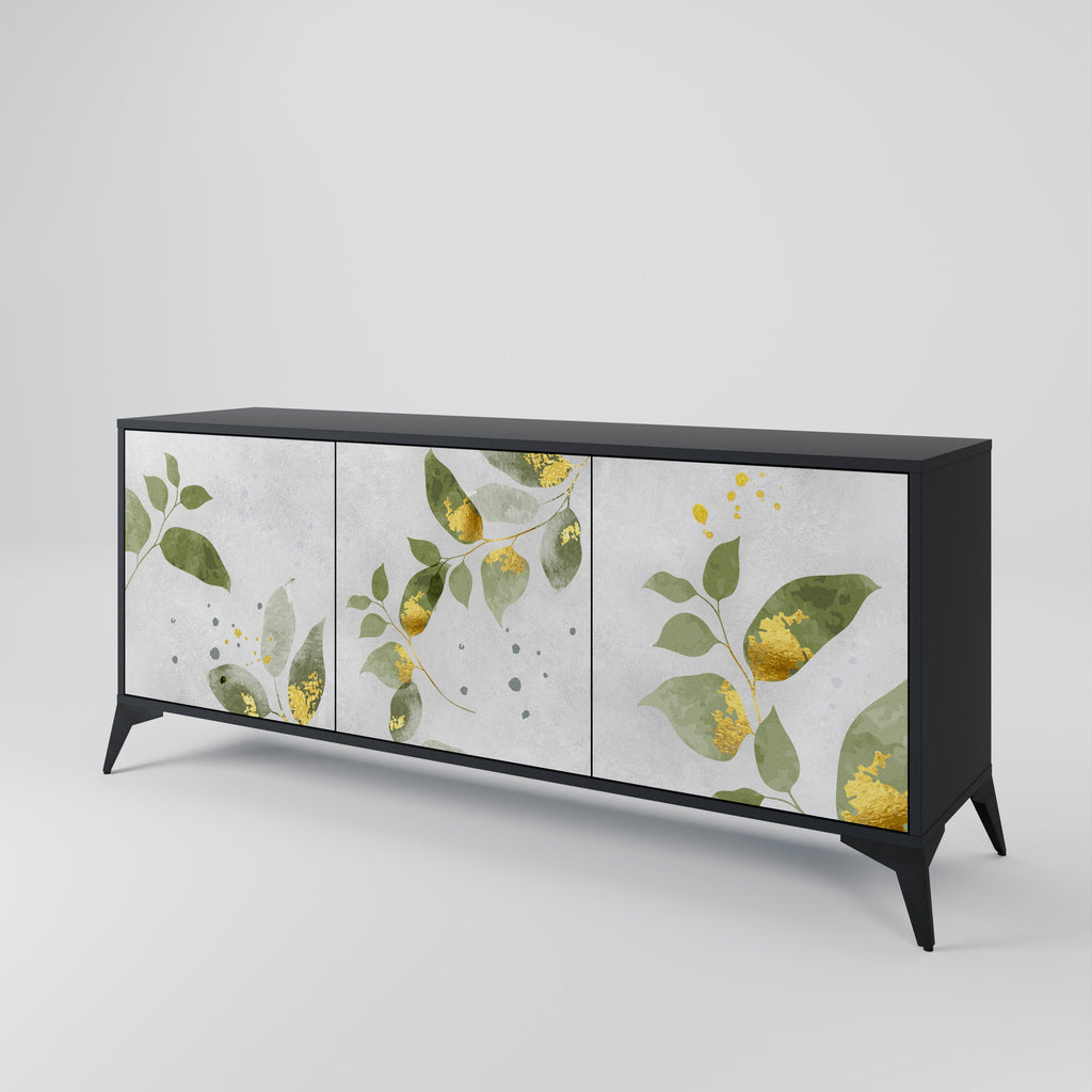 Buffet 3 portes ELEGANT BOTANICS finition noire