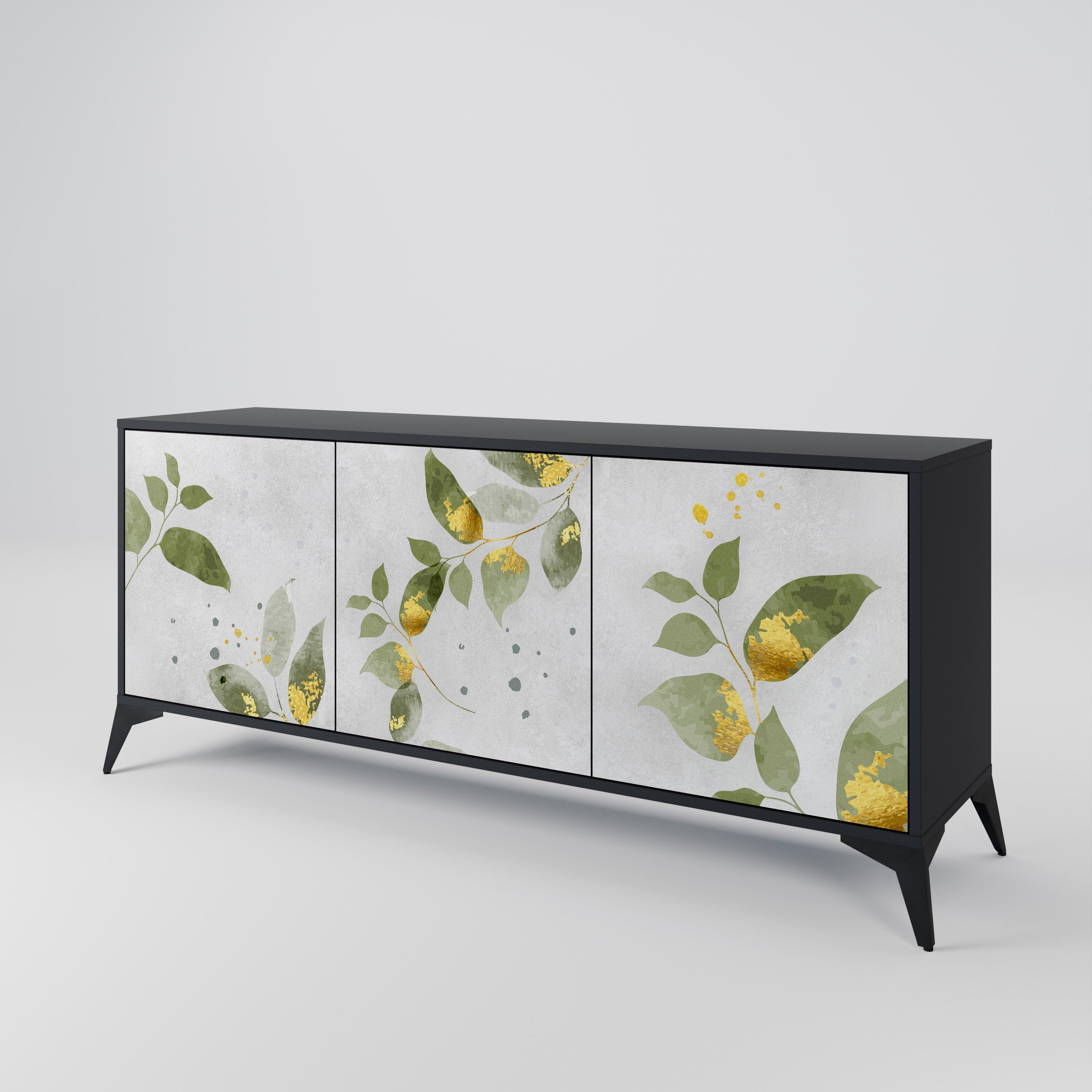 Buffet 3 portes ELEGANT BOTANICS finition noire