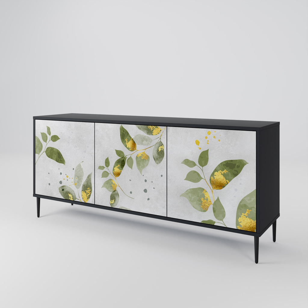 Buffet 3 portes ELEGANT BOTANICS finition noire