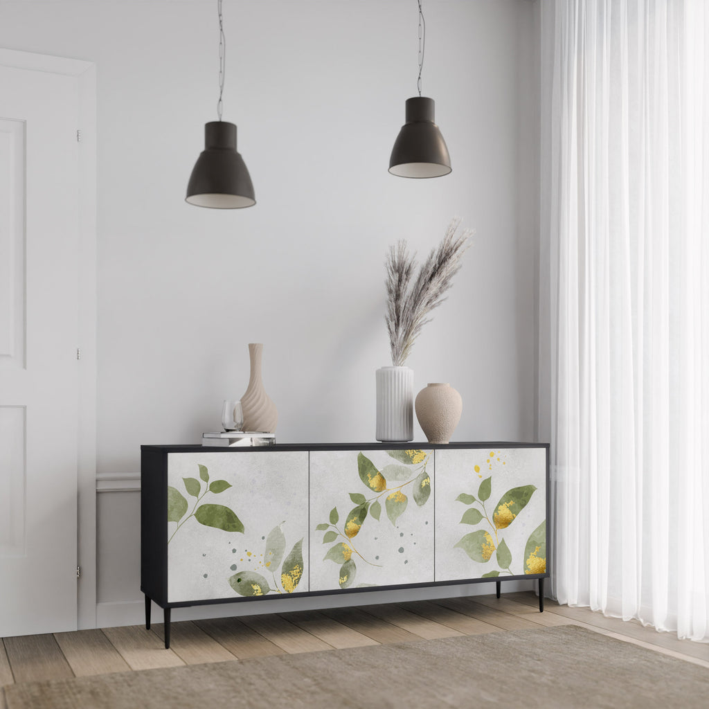 Buffet 3 portes ELEGANT BOTANICS finition noire