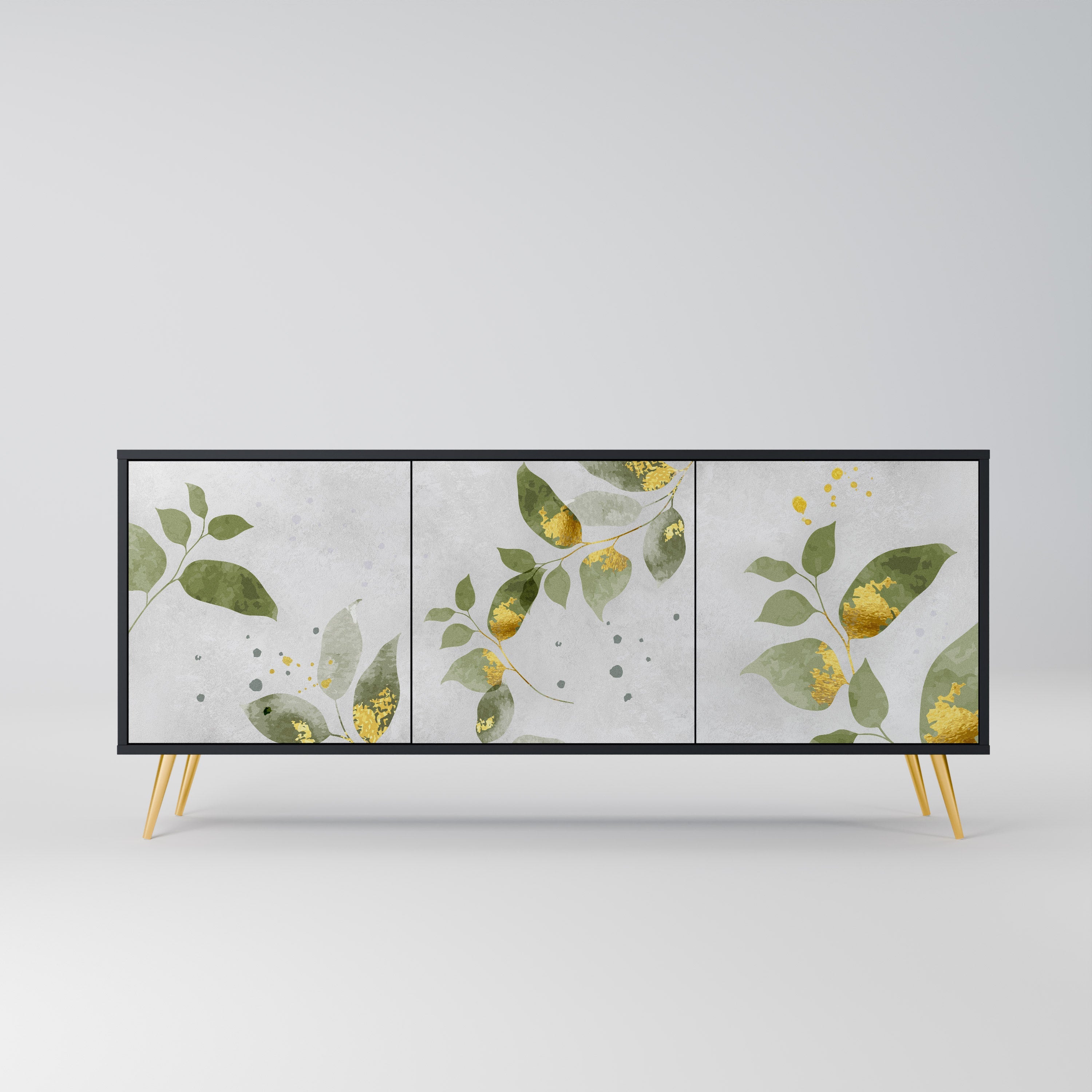 Buffet 3 portes ELEGANT BOTANICS finition noire