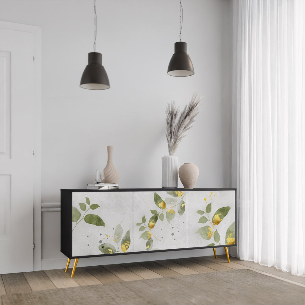Buffet 3 portes ELEGANT BOTANICS finition noire