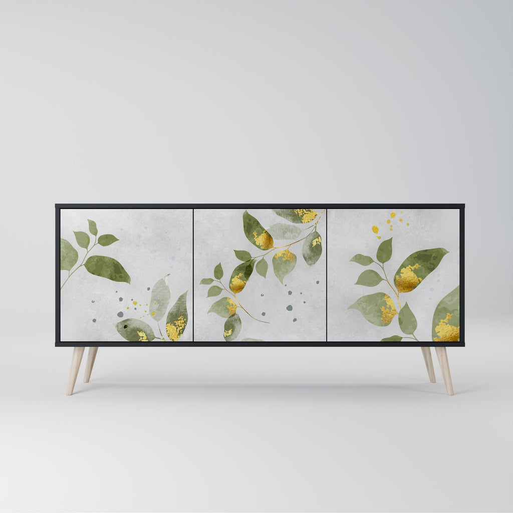 Buffet 3 portes ELEGANT BOTANICS finition noire